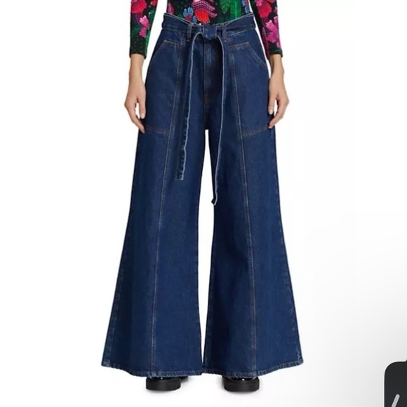 Anthropologie Farm High Rise Wide Leg Rio Palazzo Jeans Blue Denim Size 23 NWT - Picture 9 of 10